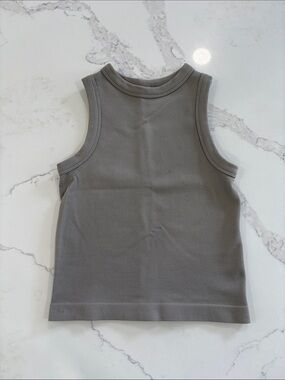 DYNAMIC Grey Super Stretch Sleeveless Ribbed Cropped Tank Top - One Size